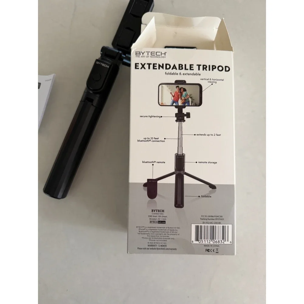 Bytech Extendable Tripod Bluetooth Remote Selfie Stick Black BY-PG-MC-200-BK